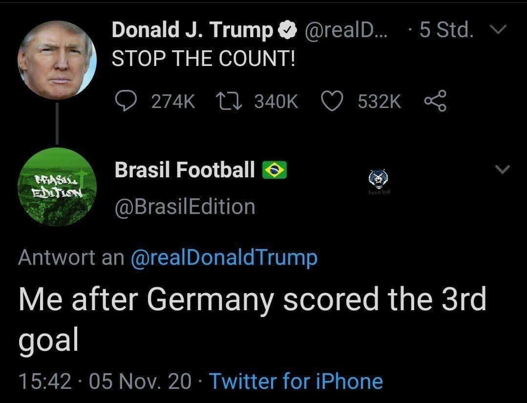 پاسخ جالب هوادار تیم ملی برزیل به توییت ترامپ!