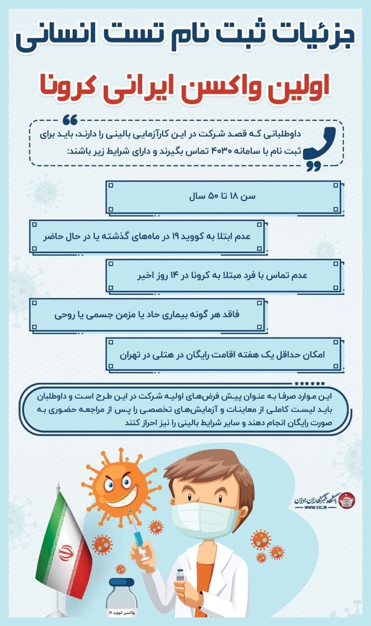 جزئیات ثبت نام تست انسانی اولین واکسن ایرانی کرونا