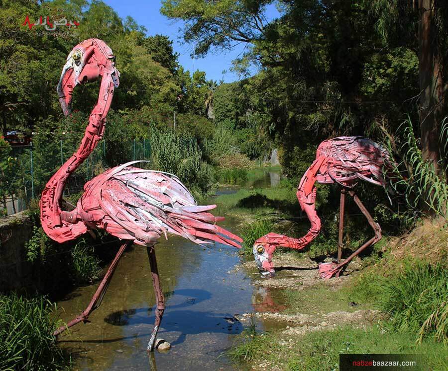 مجسمه‌هایی که با استفاده از زباله‌های بازیافتی هنرمندانه ساخته شده اند