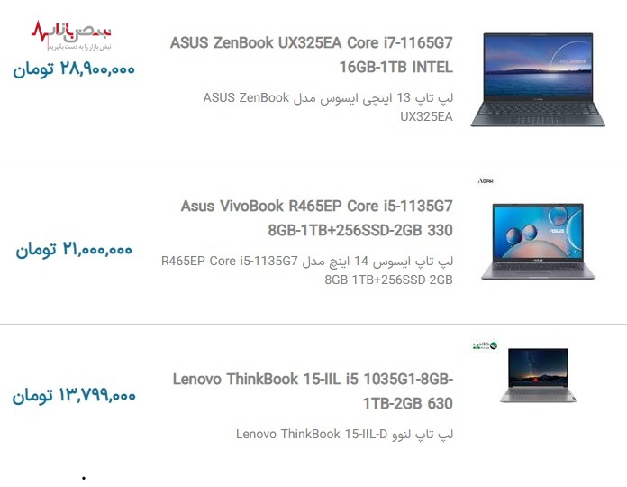 قیمت روز لپ تاپ ایسوس و لنوو امروز در بازار تهران ۸ آذر ۱۴۰۰