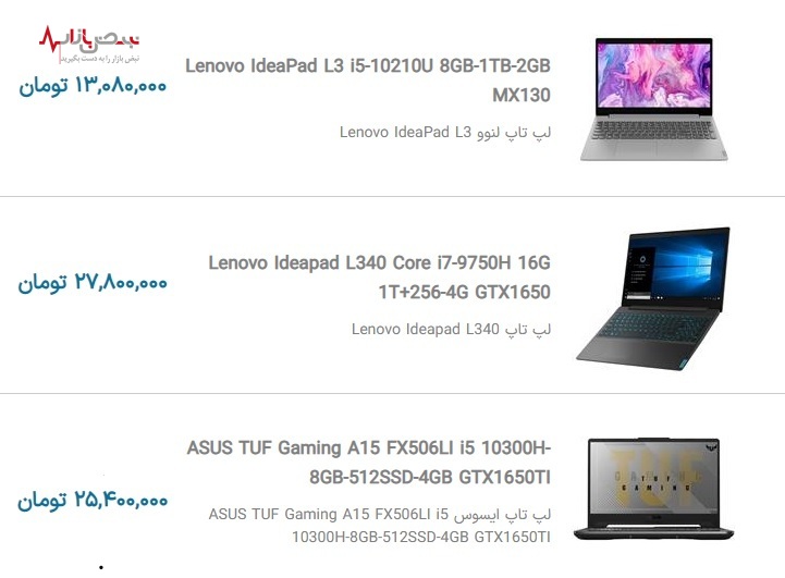 قیمت روز لپ تاپ ایسوس و لنوو امروز در بازار تهران ۹ آذر ۱۴۰۰