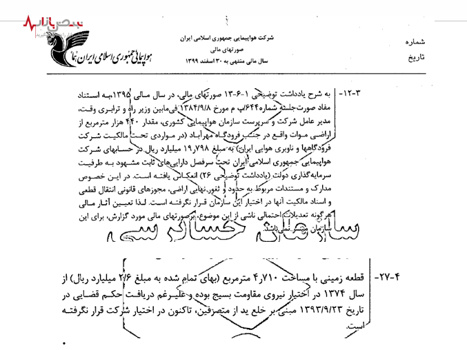 زیان انباشته هواپیمای جمهوری اسلامی ایران به ۲۴ برابر سرمایه اولیه خود رسید