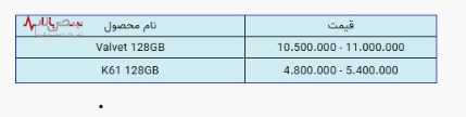 لیست قیمت انواع گوشی‌های موبایل + جدول