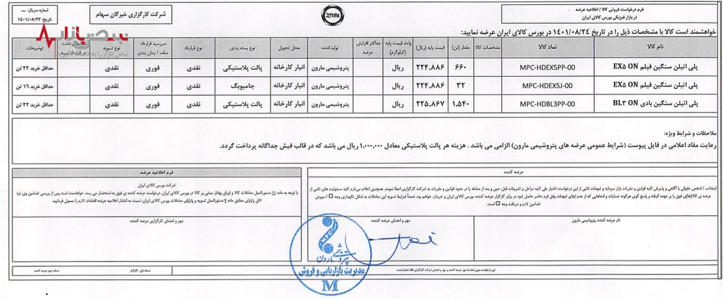 عرضه محصولات پتروشیمی مارون در بورس کالا