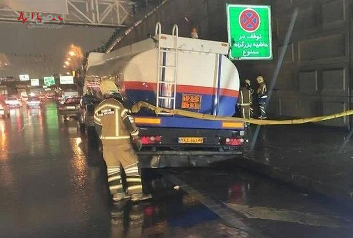 عکس/ تصادف مرگبار تانکر سوخت با ۵ دستگاه خودرو در اتوبان امام علی