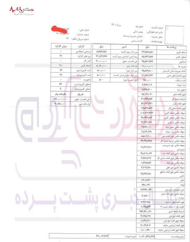 فیش حقوقی ۱۰۶ میلیونی کارمند پسماندشهرداری!