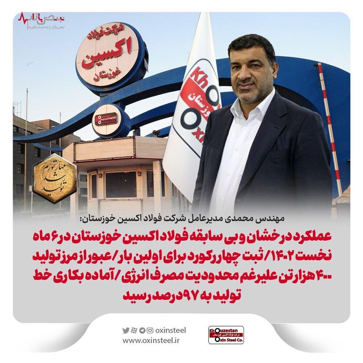 عملکرد درخشان و بی سابقه فولاد اکسین خوزستان در ۶ ماه نخست ۱۴٠۲