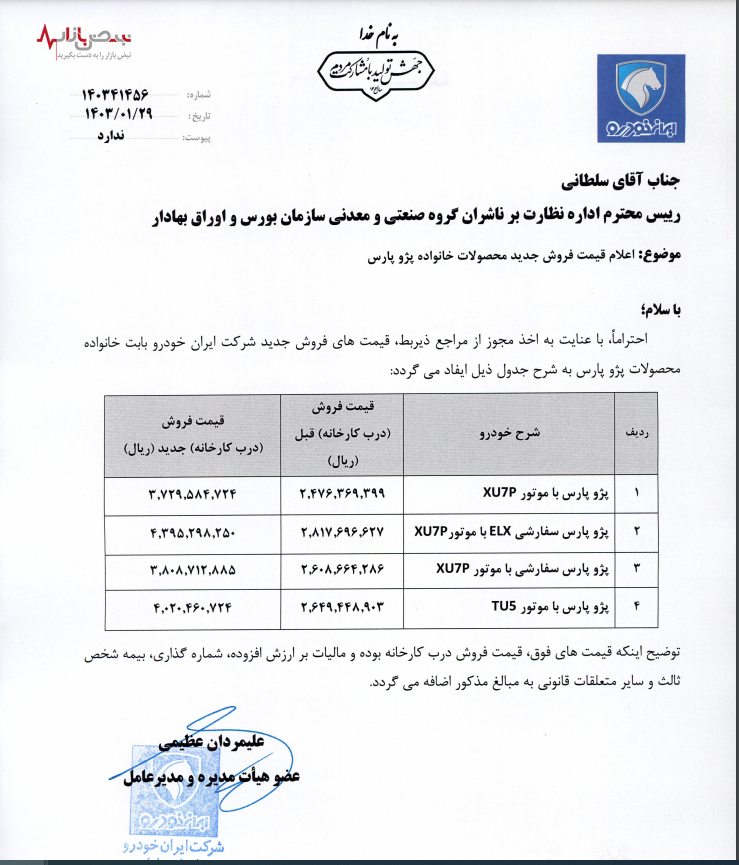 شوک جدید ایران خودرو به بازار/افزایش ۵۰ درصدی قیمت پژو پارس در یکسال