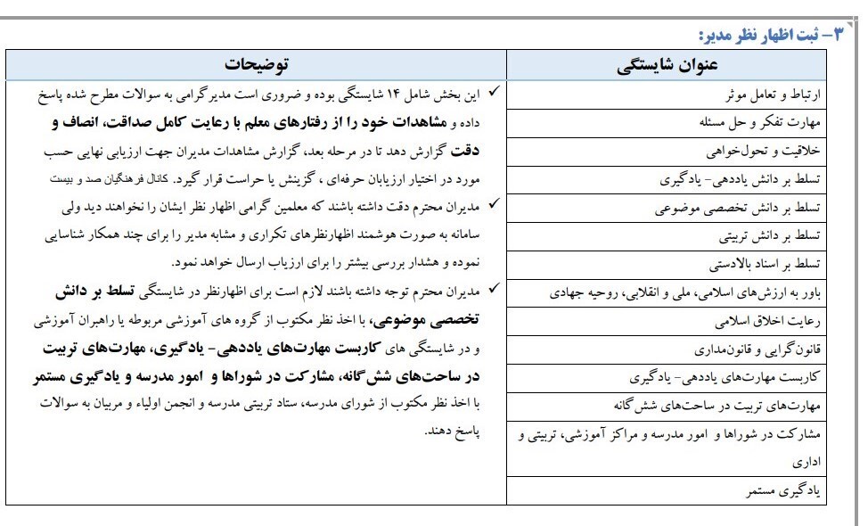 رتبه بندی معلمان؛ مدیران مدارس در این ۱۴ شاخص باید نظر بدهند + جدول