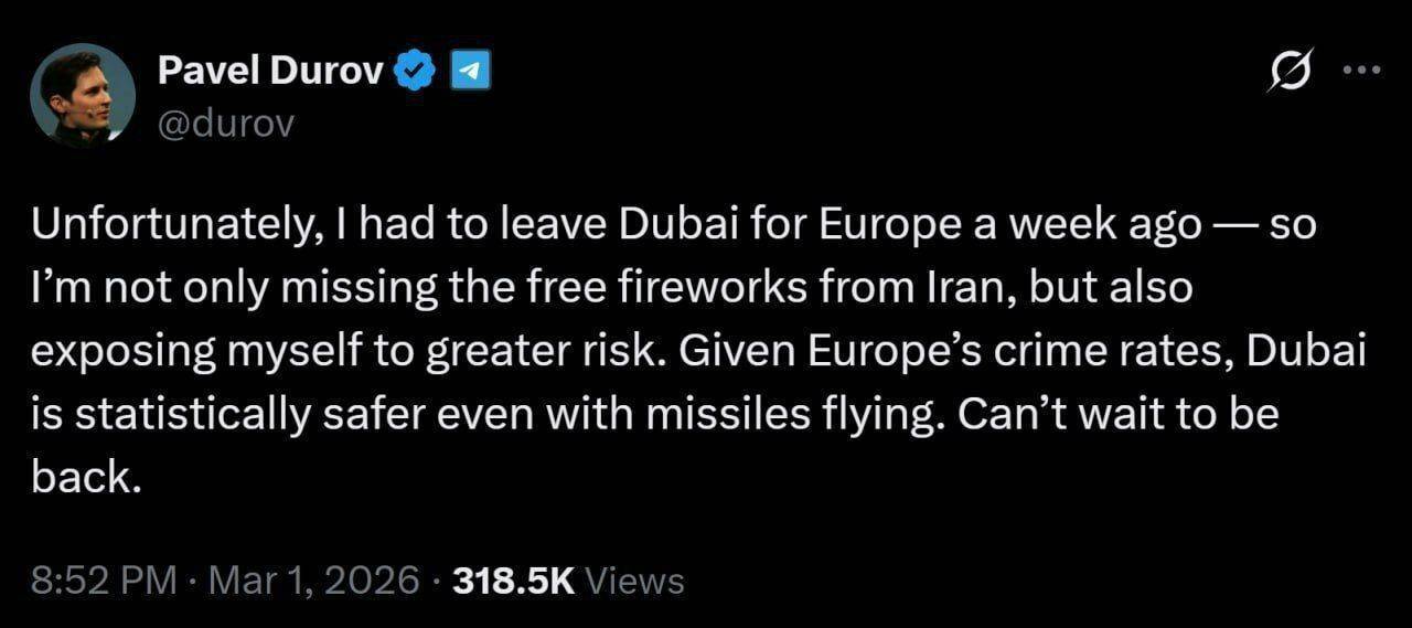 پاول دوروف( مالک تلگرام) درباره جنگ چه گفت؟