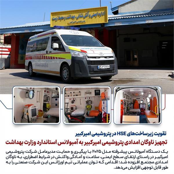تجهیز ناوگان امدادی پتروشیمی امیرکبیر به آمبولانس استاندارد وزارت بهداشت