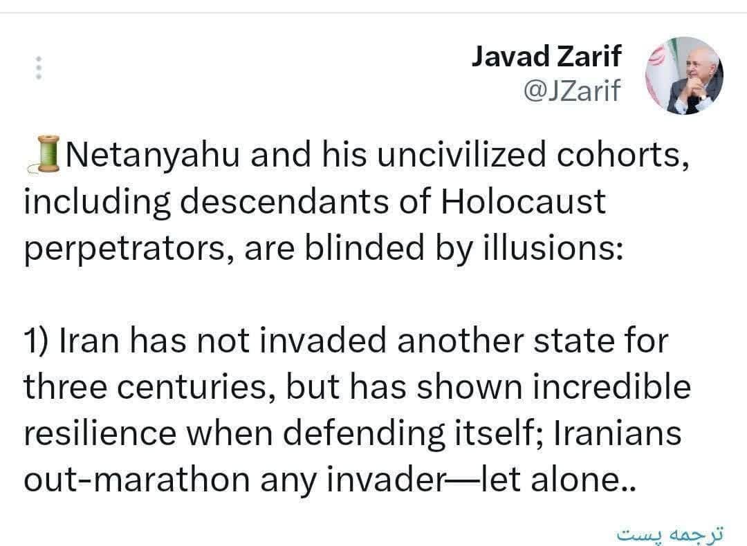 توییت جنجالی ظریف درباره پایان زمان جنگ