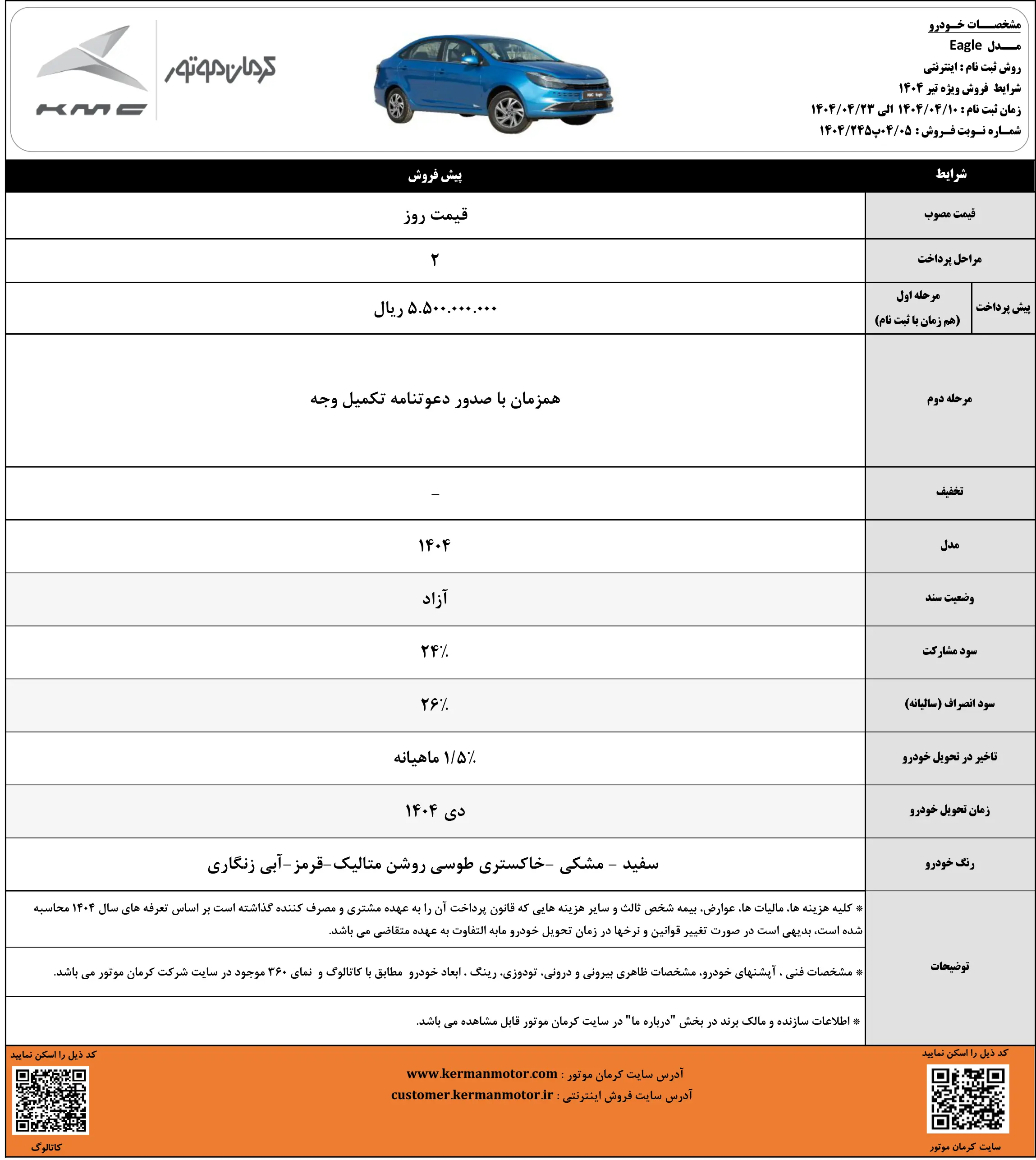فرصت محدود برای ثبت نام سه محصول کرمان موتور