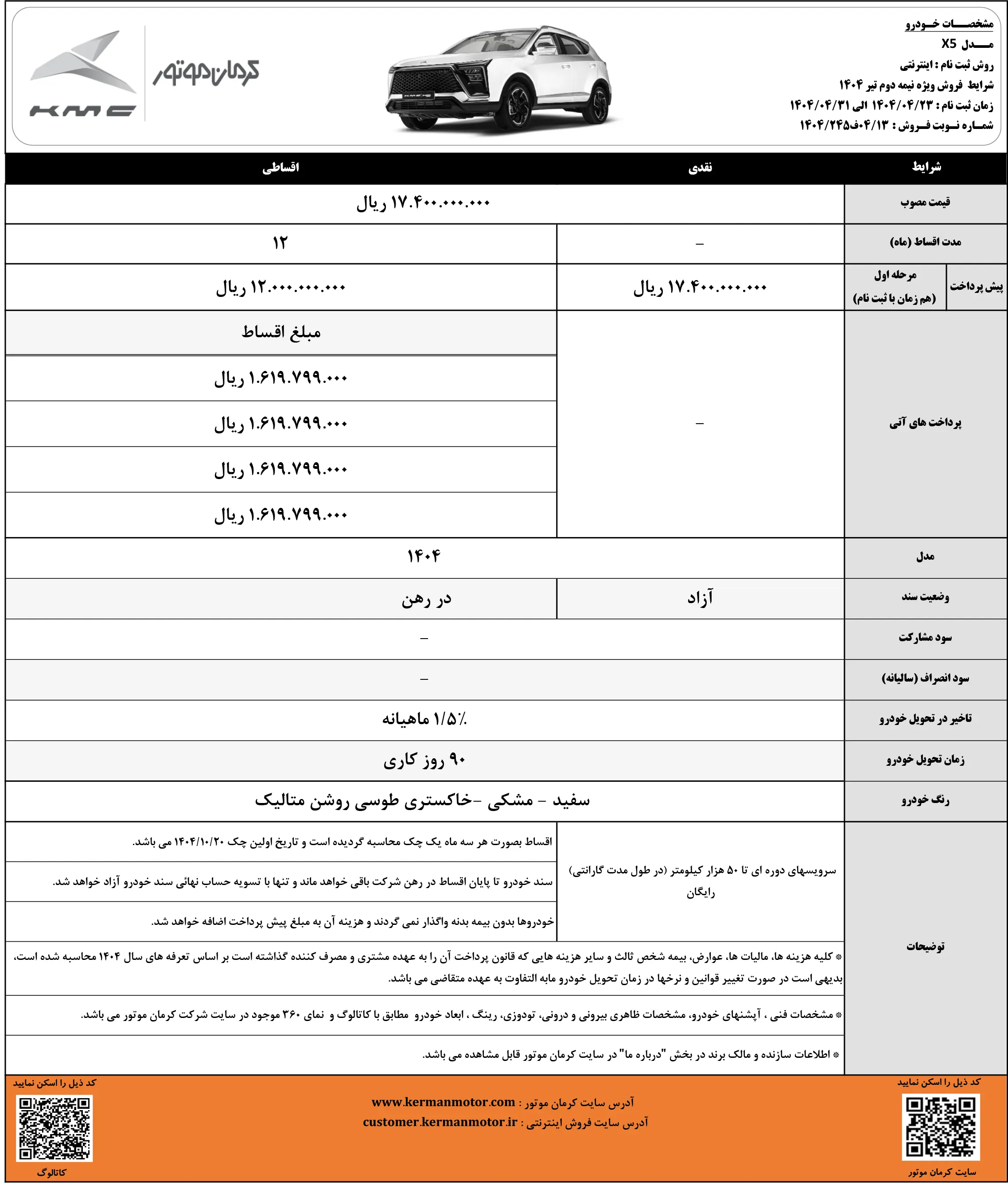 فرصت محدود برای ثبت نام سه محصول کرمان موتور