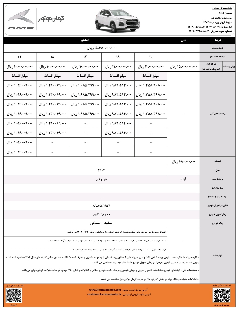 فروش نقد و اقساط KMC SR۳ و پیش‌فروش محصولات کی‌ام‌سی J۷ و T۹ 