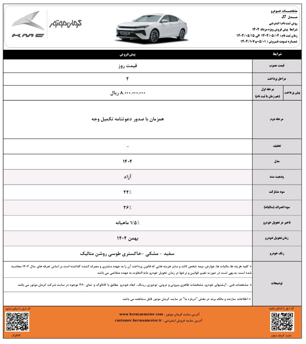 فروش نقد و اقساط KMC SR۳ و پیش‌فروش محصولات کی‌ام‌سی J۷ و T۹ 