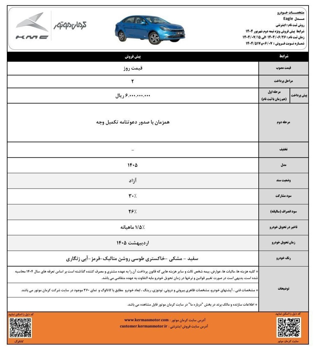 فروش ویژه کرمان‌موتور آغاز شد