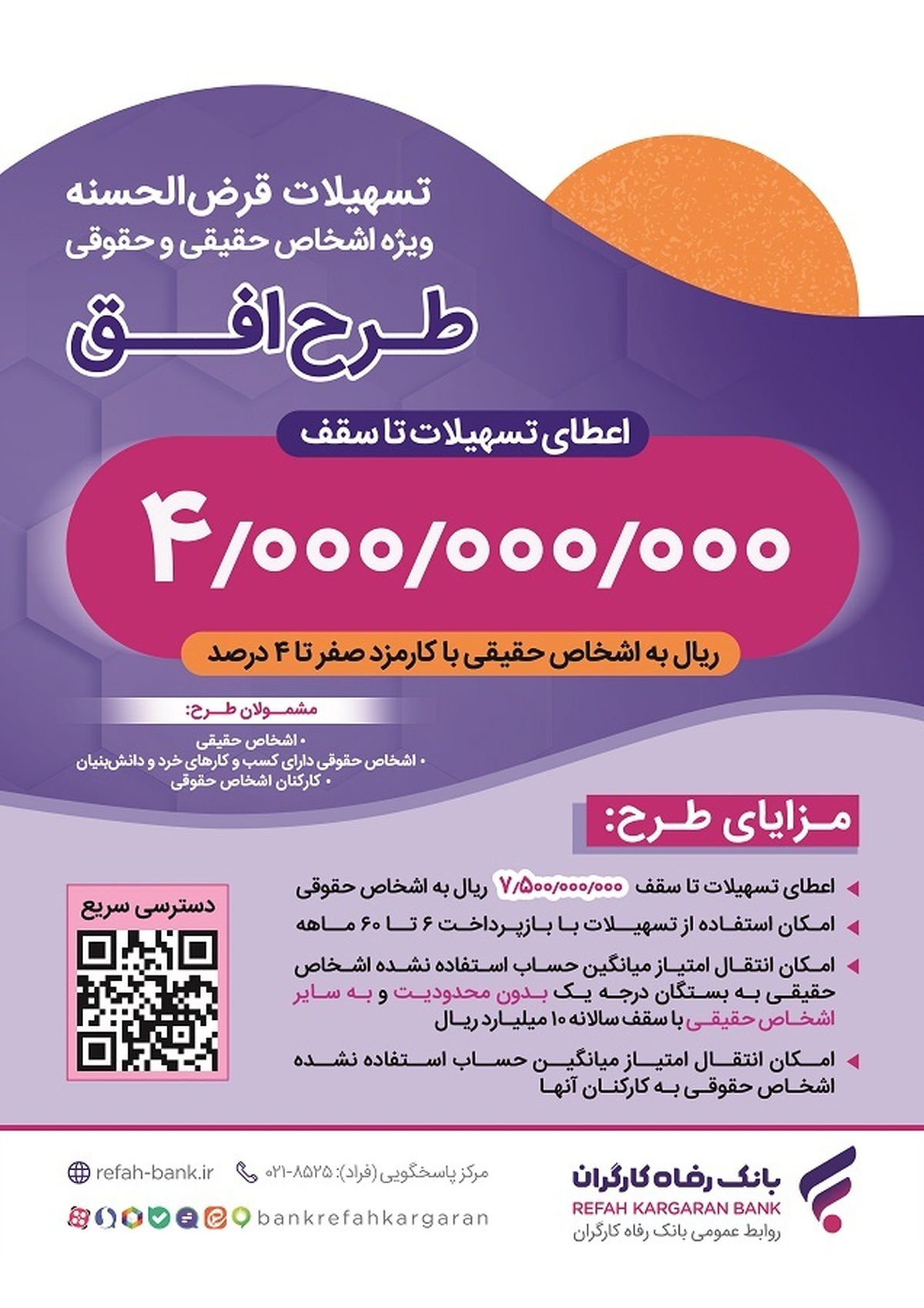 مبلغ تسهیلات قرض‌الحسنه طرح «افق» بانک رفاه کارگران افزایش یافت