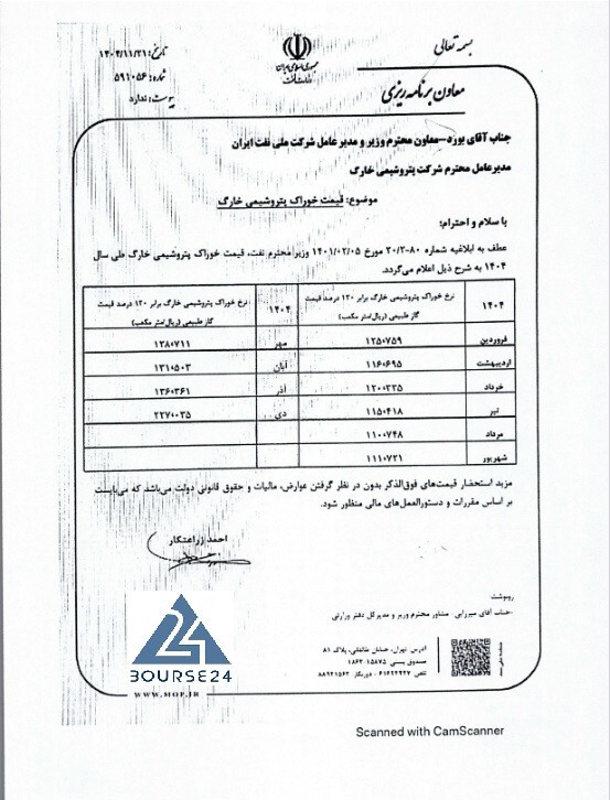 شرکت پتروشیمی خارک نرخ خوراک را طی سال ۱۴۰۴ اعلام نمود.