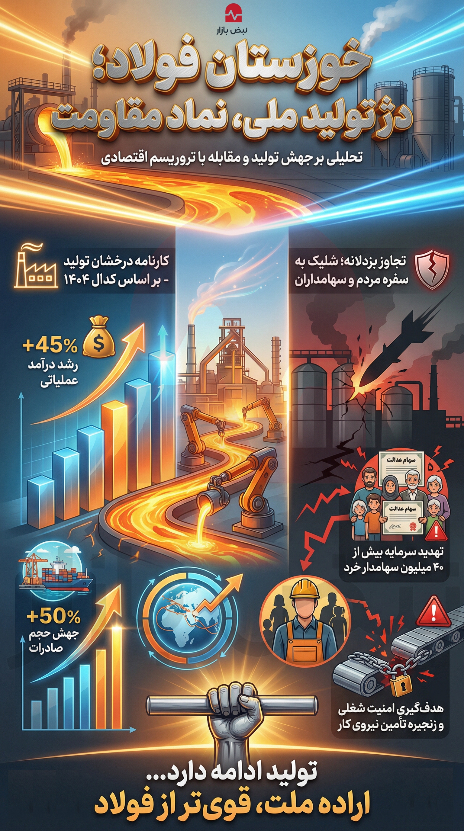 فولاد خوزستان؛ سنگر‌های استوار صنعت در برابر تهاجم ترکیبی دشمن