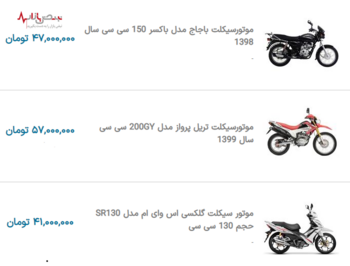 قیمت به روز موتورسیکلت در نبض بازار ایران ۴ دی ۱۴۰۰