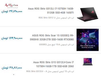 قیمت روز لپ تاپ ایسوس و لنوو امروز در بازار تهران ۸ دی ۱۴۰۰