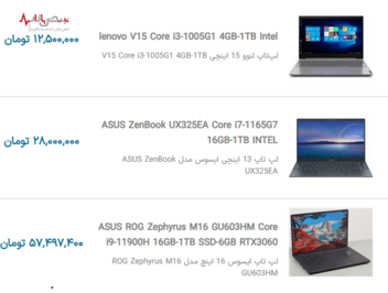 قیمت روز لپ تاپ ایسوس و لنوو امروز در بازار تهران ۱۰ دی ۱۴۰۰