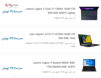 قیمت روز لپ تاپ ایسوس و لنوو امروز در بازار تهران ۱۱ دی ۱۴۰۰