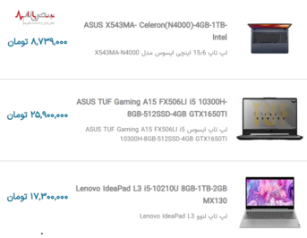 قیمت روز لپ تاپ ایسوس و لنوو امروز در بازار تهران ۱۲ دی ۱۴۰۰