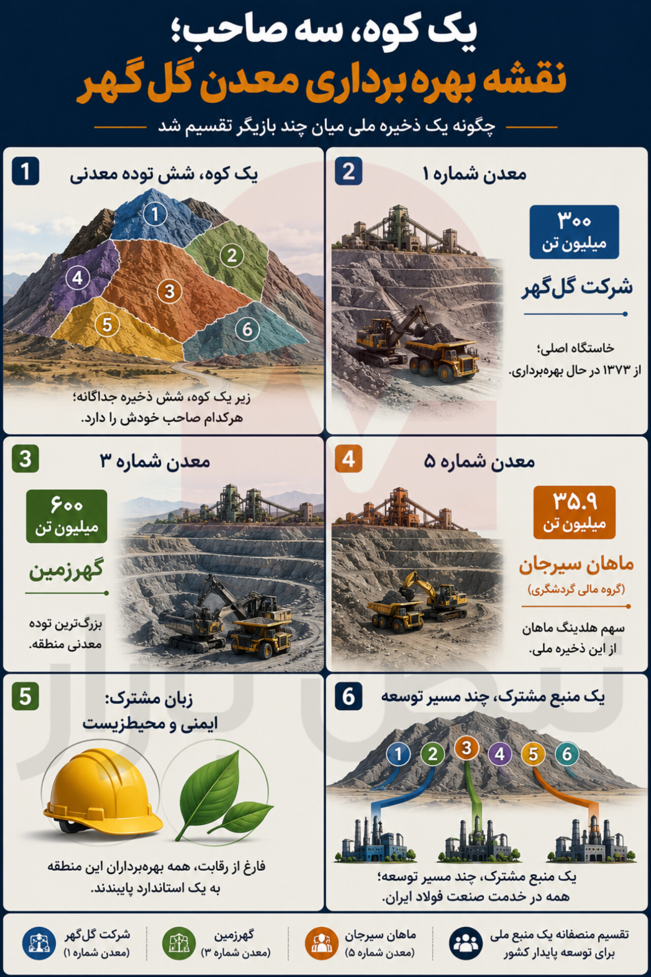 گل‌گهر چگونه میان چند بهره‌بردار تقسیم شده است؟ + اینفوگرافی